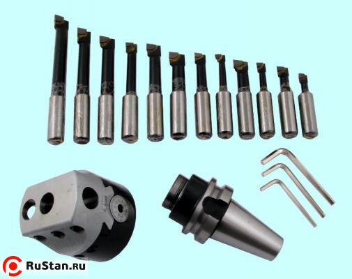 Головка расточная d 75мм, D расточки 12-120мм, хв-к 7:24-40BT (MAS403) для станков с ЧПУ, с к-том резцов  Т15К6 из 12шт. фото №1