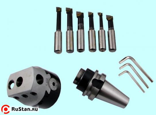Головка расточная d100мм, D расточки 15-320мм, хв-к 7:24-50BT (MAS403) для станков с ЧПУ, с к-том резцов Т15К6 из 6шт. фото №1