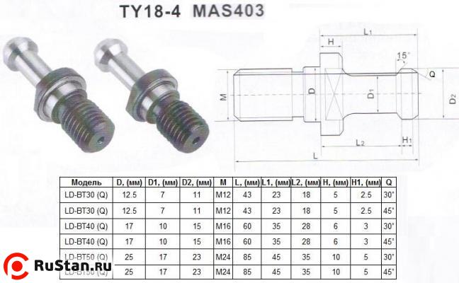 Штревель (затяжной винт) М24, D25мм, L85мм, Q30° под хв-к MAS403-7:24-BT50 (TY18-4) фото №1