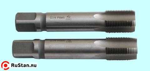 Метчик G   1/4" Р6М5 трубный цилиндрический, м/р. к-т из 2-х шт. (19 ниток/дюйм) ГОСТ 3266 "CNIC" фото №1
