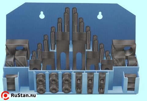 Набор клиновых ступенчатых прижимов из 58-ми предм., паз13,7мм М12х1,75 в металлическом футляре (YT-0204) "CNIC" фото №1