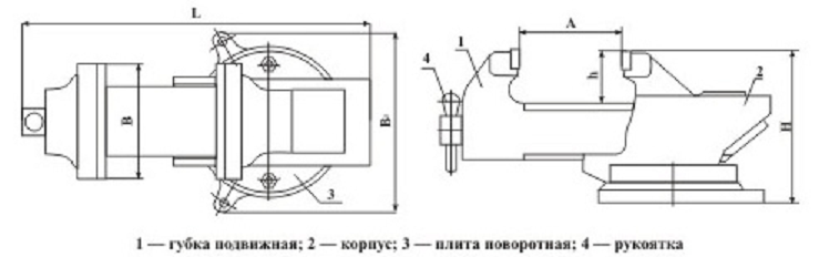 Тиски слесарные стальные поворотные